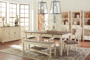 Ashley-Bolanburg-Dining-Room-Set-Table,-four-chairs-and-bench